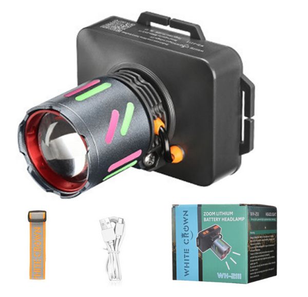 Фонарь налобный NIGHT VISION FLUORESCENCE WH-2111-TG, IPX44, Li-Ion аккум., ЗУ Type-C