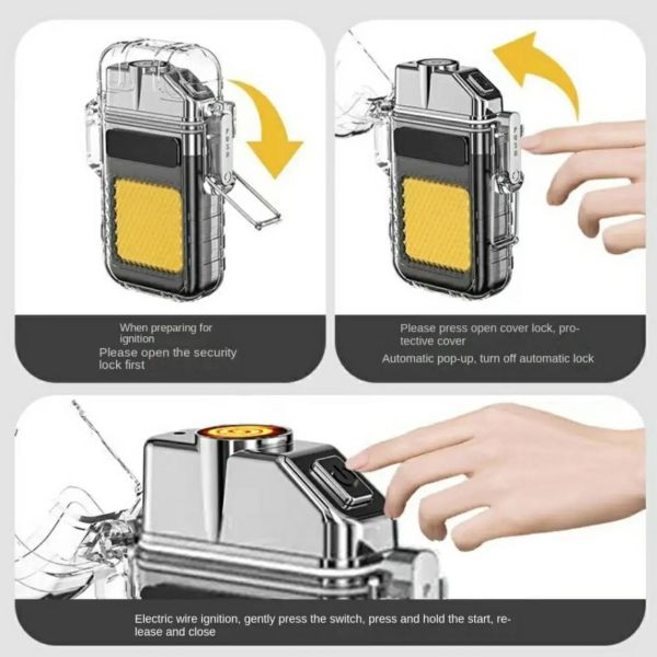 Електроімпульсна USB запальничка з ліхтарем C01-A-COB, Li-Ion акум., ЗУ Type-C