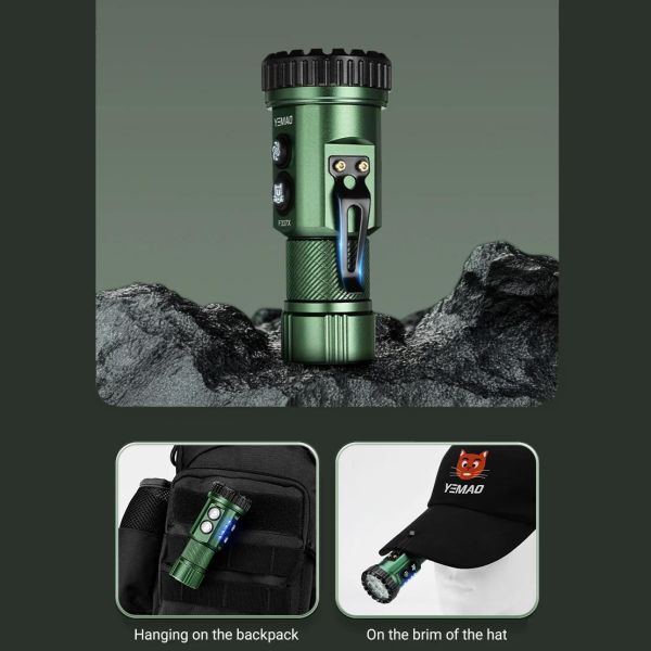 Тактичний ліхтар YEMAO YM-F337  3500LM 3500LM, акумулятори 18650 + 18350 (3200 + 1500 mAh), ультрафіолетовий