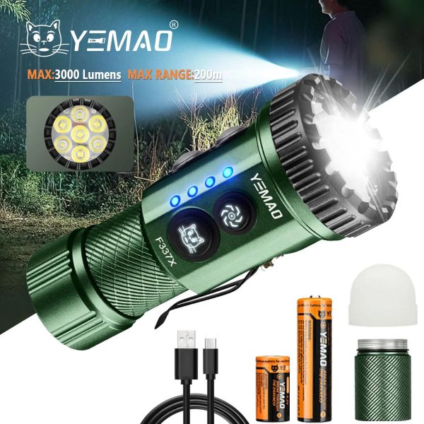 Тактичний ліхтар YEMAO YM-F337  3500LM 3500LM, акумулятори 18650 + 18350 (3200 + 1500 mAh), ультрафіолетовий