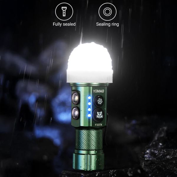 Тактичний ліхтар YEMAO YM-F337  3500LM 3500LM, акумулятори 18650 + 18350 (3200 + 1500 mAh), ультрафіолетовий