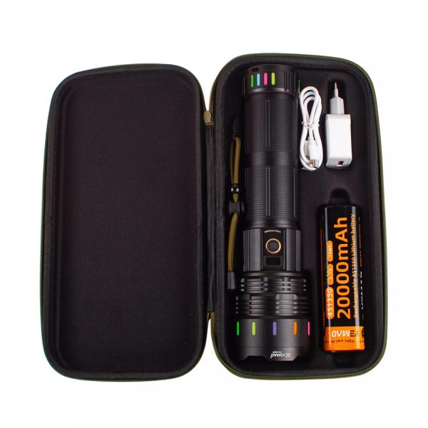 Дальнобойный фонарь YEMAO YM-G646, 4000LM, аккумулятор 451350 (20000 mAh), чехол, блок питания
