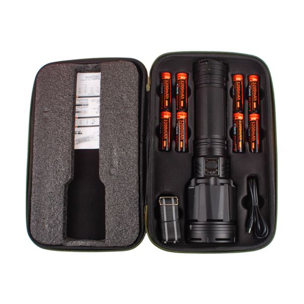 Зенитно-поисковый фонарь YEMAO YM-G999-60W, 5000LM, аккумуляторы 8x18650 (8x3200 mAh), чехол