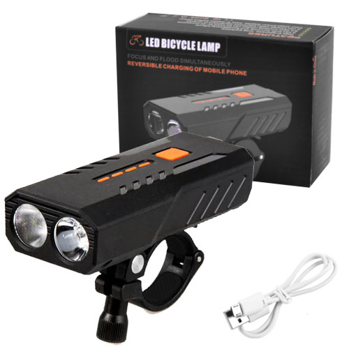 Велосипедний ліхтарик BC25Pro-2XPE ULTRA LIGHT, Power Bank