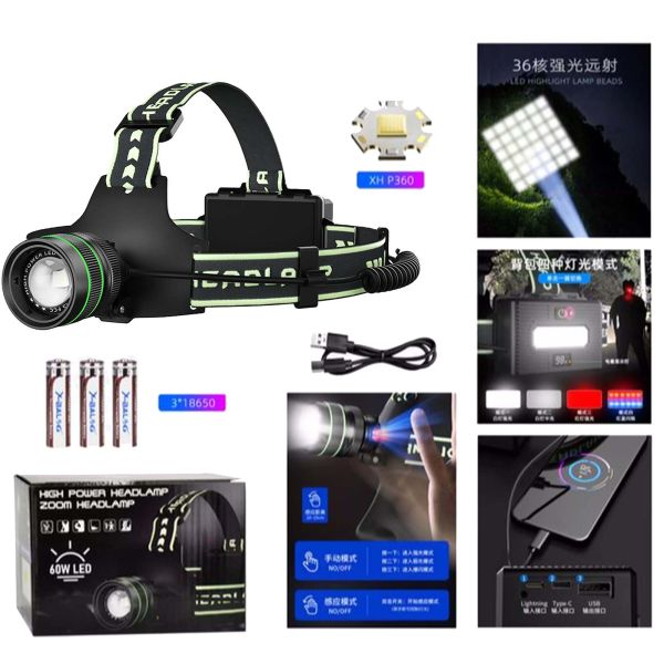 Ліхтар X-Balog TD-X1-P360, Motion Sensor, 3x18650, Power Bank, ЗУ Type-C