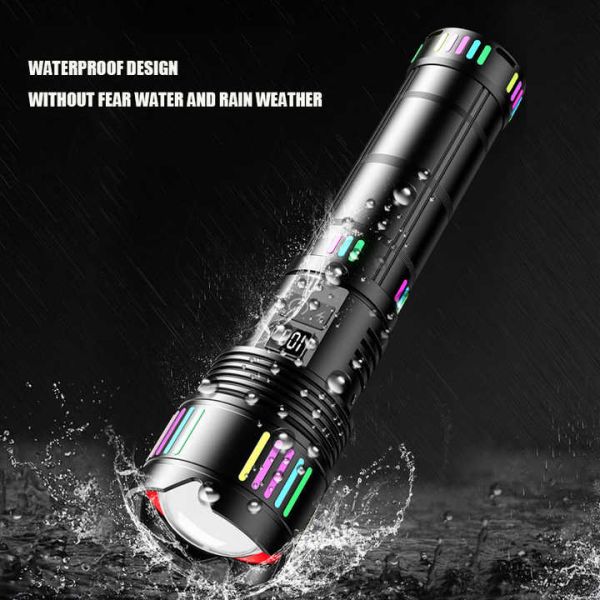 Фонарь NIGHT VISION FLUORESCENCE C203 WHITE LASER LED GT-50W, 8x18650, Power Bank, ЗУ Type-C