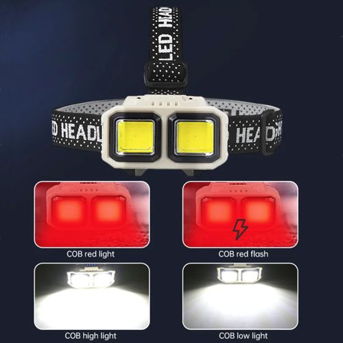 Ліхтар налобний HX-816S-2COB(white+red)