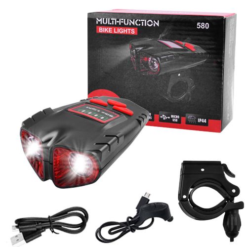 Велозвонок + фара XBL 580-2T6, выносная кнопка