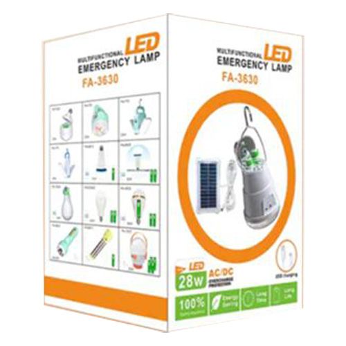 Светодиодная LED лампочка с аккумулятором FA-3630, 28W, E27, 2x18650, солнечная панель, крюк, ЗУ microUSB