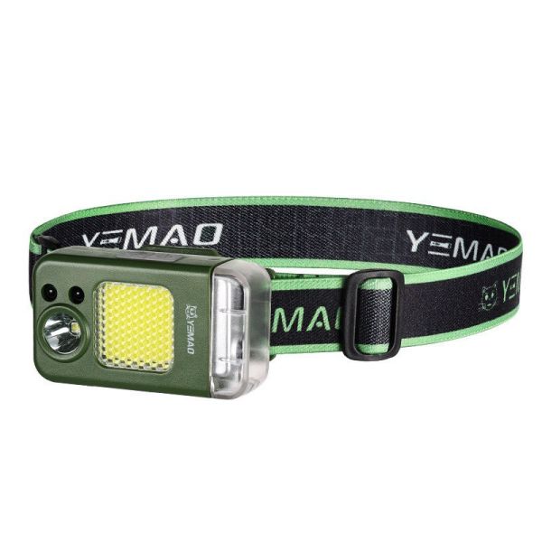 Фонарь налобный MULTIFUNCTIONAL YM-T618-LED+COB, Li-Ion аккум., зажигалка, ЗУ Type-C