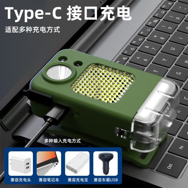 Фонарь налобный MULTIFUNCTIONAL YM-T618-LED+COB, Li-Ion аккум., зажигалка, ЗУ Type-C
