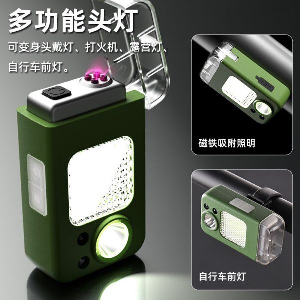 Фонарь налобный MULTIFUNCTIONAL YM-T618-LED+COB, Li-Ion аккум., зажигалка, ЗУ Type-C