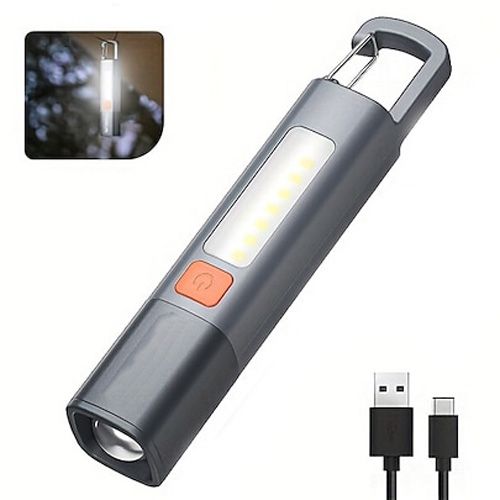Фонарь 81002-XPE+7SMD, Li-Ion аккум, Super Bright,Telescoping zoom, Strong power, З/У Type-C, карабин-кемпинг