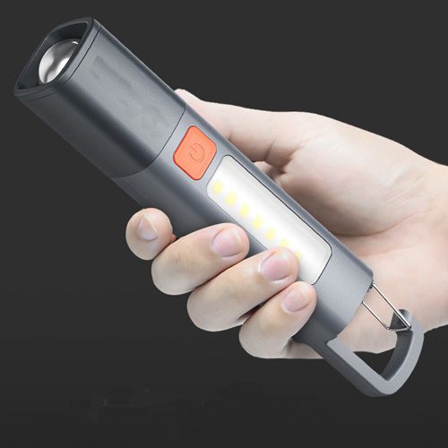 Фонарь 81002-XPE+7SMD, Li-Ion аккум, Super Bright,Telescoping zoom, Strong power, З/У Type-C, карабин-кемпинг