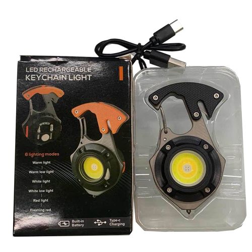 Аккумуляторный LED фонарик W5143-COB(white+yellow+red), multitool, Li-Ion аккум., магнит, карабин, отвертка, ЗУ Type-C