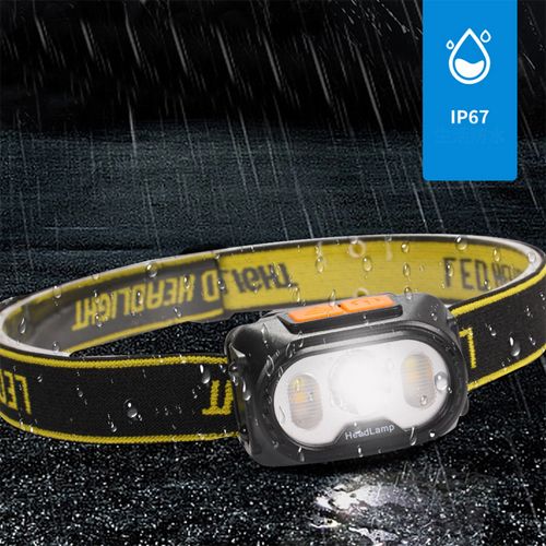 Ліхтарик на чоло 2303-XPE+4SMD(yellow+red), Motion Sensor, Li-Ion акум., ЗУ Type-C