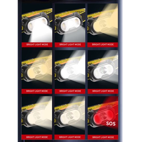Ліхтарик на чоло 2303-XPE+4SMD(yellow+red), Motion Sensor, Li-Ion акум., ЗУ Type-C