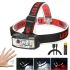 Фонарь налобный XBL 910A-XPE+12SMD(white+red), Motion Sensor, 1x18650, индикация заряда, ЗУ Type-C