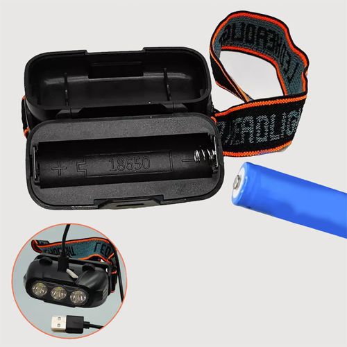 Фонарь налобный Police KX-214-3LED, 1x18650, ЗУ Type-C, Box