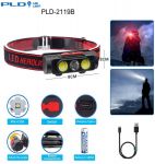 Ліхтар налобний PLD-2119B-XPE+2COB(white+red)