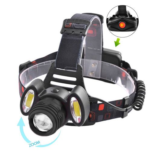Фонарь налобный Police 2117-T6+2COB, 2x18650, zoom, ЗУ microUSB