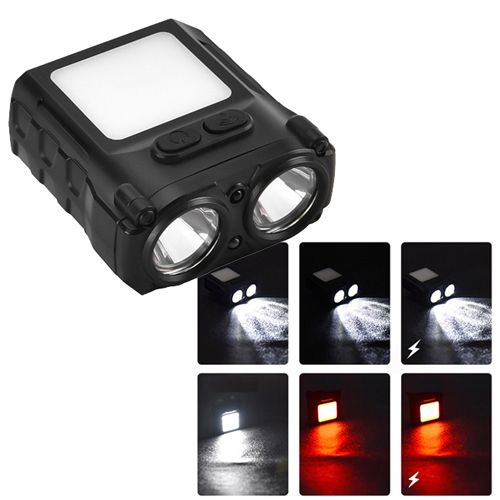 Фонарь налобный SH-T808-2XPE+20SMD(white+red), Motion Sensor, Li-Ion аккум., ЗУ Type-C