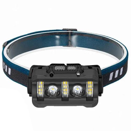 Фонарь налобный W-6112A-2XPE+12SMD+6SMD(white+red), Motion Sensor, Li-Ion аккум., индикация заряда, ЗУ Type-C, Box