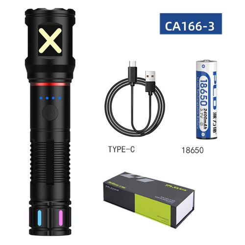 Фонарь PLD CA166-3 PM10-TG, 1х18650, индикация заряда, ЗУ Type-C, zoom