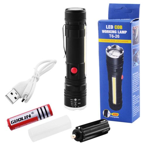Ліхтар тактичний Police T6-26+T6+COB, ЗУ micro USB
