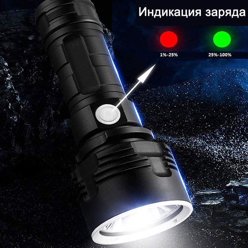 Фонарь Police 2088BL-P50, ЗУ microUSB, 1x26650