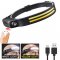 Фонарь налобный BL-W689-LM+2COB (white+yellow), Sensor, Li-Ion аккум., Type-C