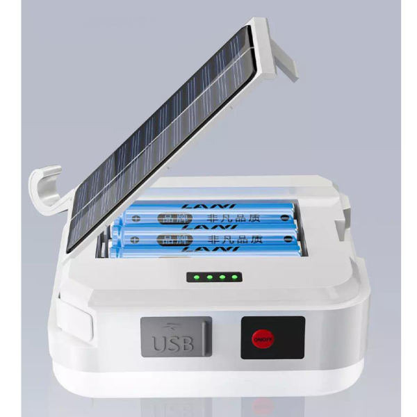 Фонарь кемпинг DP-K7-100, 3х18650, солн. панель, power bank, Type-C, крюк