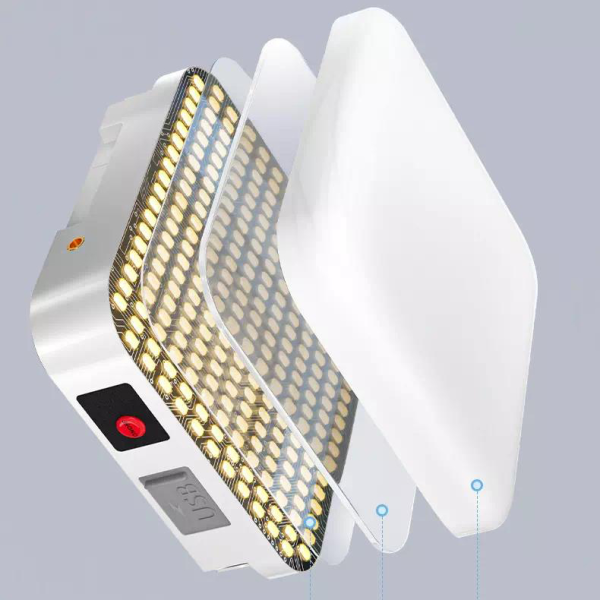 Фонарь кемпинг DP-K7-100, 3х18650, солн. панель, power bank, Type-C, крюк