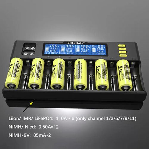 Зарядний пристрій LiitoKala Lii-S12, 12x26700/ 26650/ 2170/0 18650/ AA/ 9V