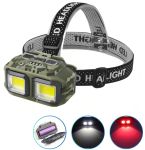 Фонарь налобный HX-M816S-2COB(White+Red) camouflage, Motion Sensor, Waterproof, 1x18650, ЗУ Type-C