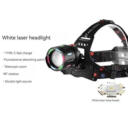 Ліхтарик налобний NIGHT VISION FLUORESCENCE SY-8087-PM10-TG, 2x18650, signal light, fluoreccent patch, ЗУ Type-C, zoom, Box