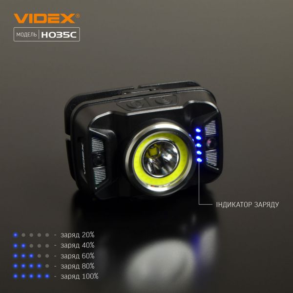 Налобний світлодіодний ліхтарик H035C VIDEX 410Lm 5000K