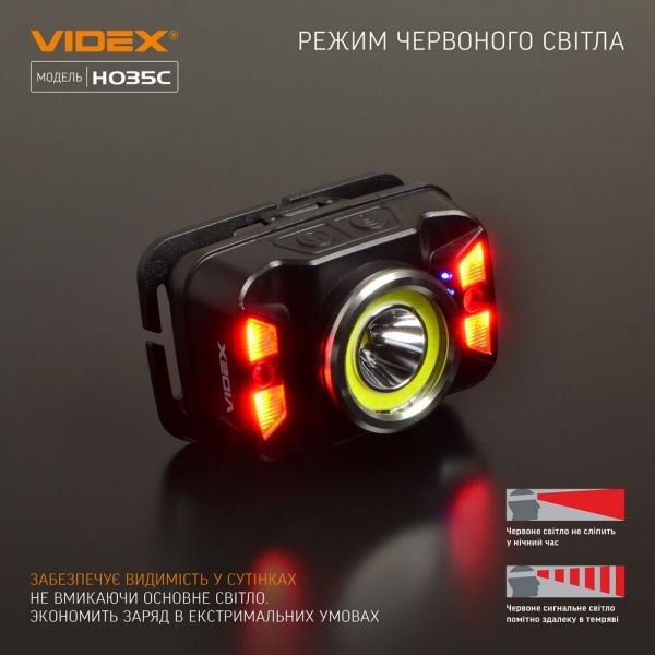 Налобний світлодіодний ліхтарик H035C VIDEX 410Lm 5000K