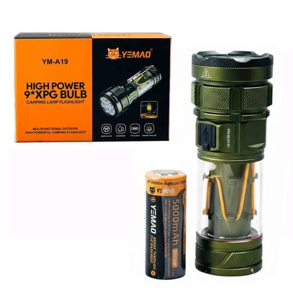 Фонарь YEMAO YM-A19 9LED 1x26650 з Power Bank, Type-C