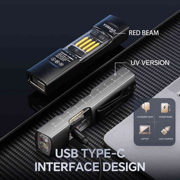 Фонарь YEMAO YM-M31-UV — компактный EDC фонарь с UV светом