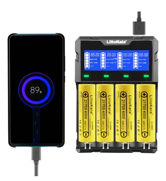 Зарядное устройство для LiitoKala Lii-K4, Power Bank, 18650, 26650, 21700, 26700, AA