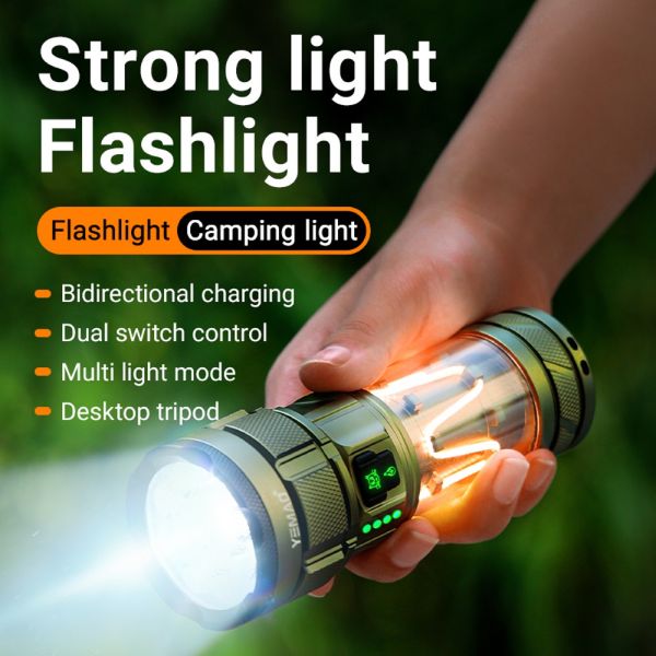 Фонарь YEMAO YM-A19 9LED 1x26650 з Power Bank, Type-C