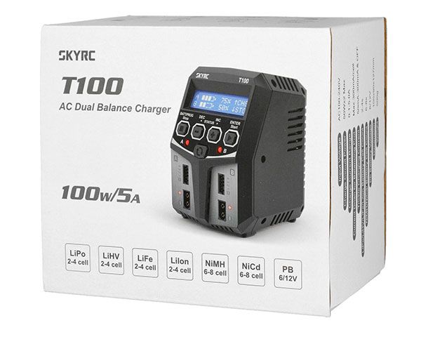 Зарядное устройство FPV SKYRC T100 DUAL 5A 2X50W для 2-4S LiPo/LiIon/Life/LiHV