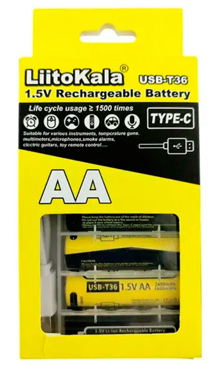 Аккумулятор LiitoKala USB-T36 (4xAA 2400mAh, 1.5V) with cable USB to 4Type-C