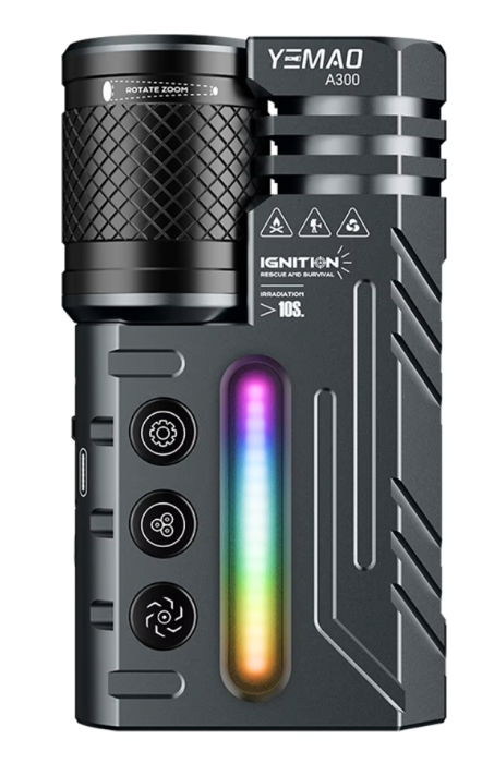 Фонарь YEMAO YM-A300-SFT12R+3x3535+RGB, Li-Ion аккумулятор