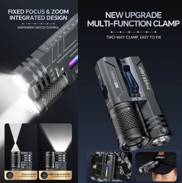 Фонарь YEMAO YM-A300-SFT12R+3x3535+RGB, Li-Ion аккумулятор